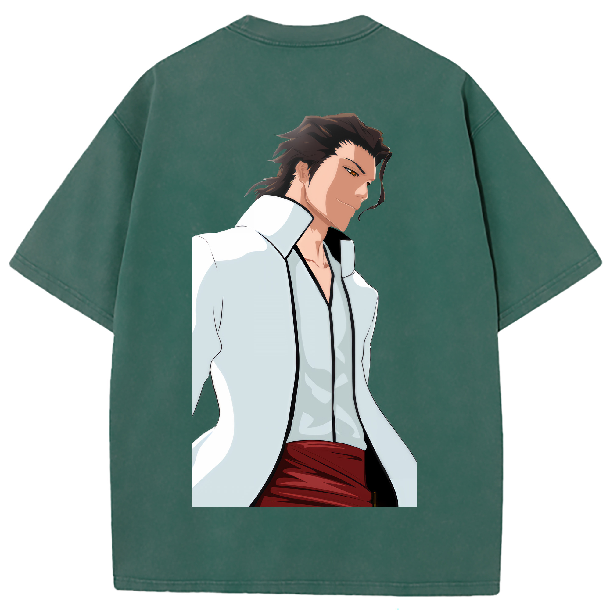 （画像用） ブリーチ 藍染 惣右介（あいぜん そうすけ） BLEACH Aizen Sousuke 綿100% ヴィンテージ風 半袖Tシャツ（背面プリント）